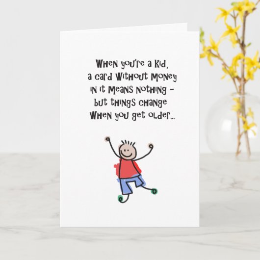 誕生日ユーモアのあるカードに金が入ってない！ カード (黄色い花)