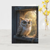 誕生日ユーモアのあるフクロウ カード (黄色い花)