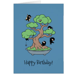 誕生日ユーモアのある忍者Bonsai Blue Card