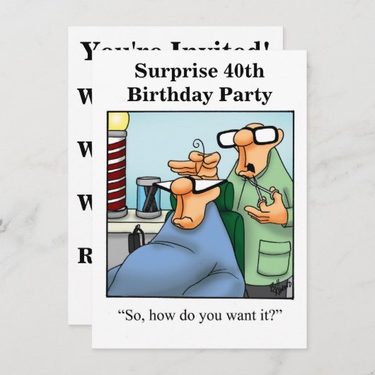 誕生日ユーモア驚きのパーティの招待状 招待状 (正面/裏面)
