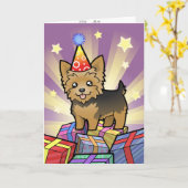 誕生日ヨークシャーテリア(ショートヘアノーボウ) カード (黄色い花)