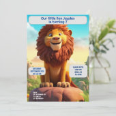 誕生日ライオパーソナライズされたンネーム年齢キッズ 招待状 (スタンド正面)