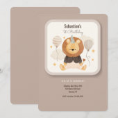 誕生日ライオンの赤ちゃん招待状 招待状 (正面/裏面)