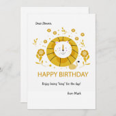 誕生日ライオングリーティングカード (正面/裏面)