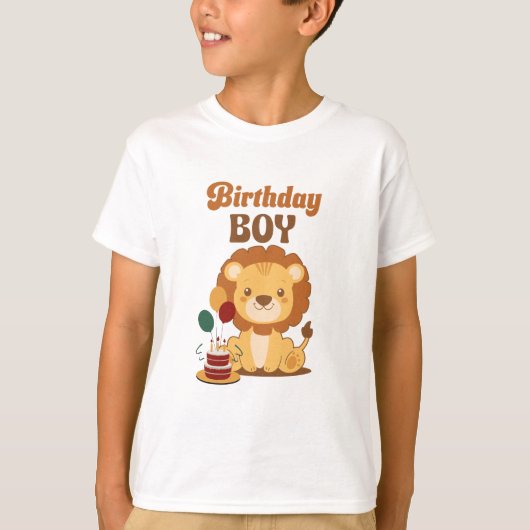 誕生日ライオンTシャツ - かわいいジャングルライオンの子供服 Tシャツ (正面)
