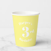 誕生日ライトイエロー名前をカスタムすると数字 紙コップ (裏面)