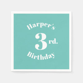 誕生日ライトティール（緑がかった色）名前をカスタムするとナンバーナプキンス スタンダードカクテルナプキン