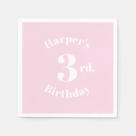 誕生日ライトピンク名前をカスタムする及び数字紙 スタンダードカクテルナプキン