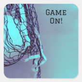 誕生日ライトブルーネット&バレーボール スクエアシール (正面)