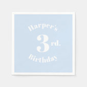 誕生日ライトブルー名前をカスタムすると番号 スタンダードカクテルナプキン (正面)