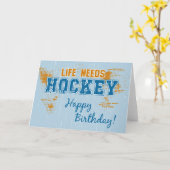 誕生日ライフが必要なホッケーグリーティングカード カード (黄色い花)