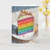 誕生日ラインボーケーキと振りかけ カード (黄色い花)