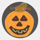 誕生日ラウンドスティッカー笑うハロウィンカボチャ ラウンドシール (正面)