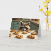 誕生日ラクーンとチョコレートチップクッキー カード (黄色い花)