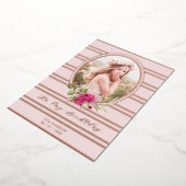 誕生日ラグジュアリーピンクフローラガーランドフォト 箔招待状 (回転した状態)