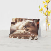 誕生日ラグドール子猫の枕 カード (黄色い花)