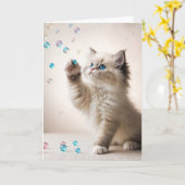 誕生日ラグドール遊子猫の泡 カード (黄色い花)