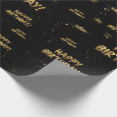 誕生日ラッピングペーパーゴールドブラックトレンディ現代 ラッピングペーパー (角)