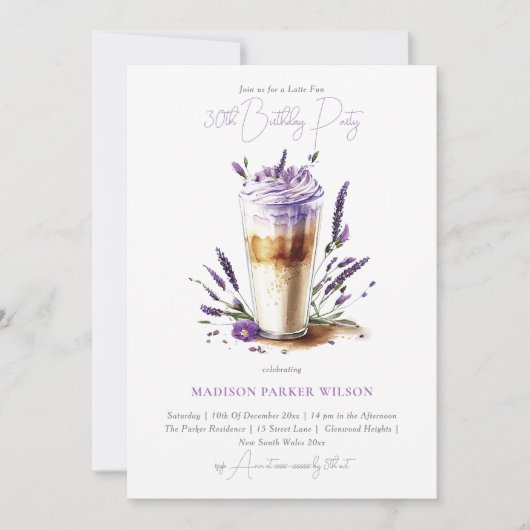 誕生日ラテおもしろいコーヒー 招待状 (正面)