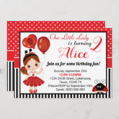 誕生日ラディブ招待状とカウト小さな女の子 招待状 (正面/裏面)