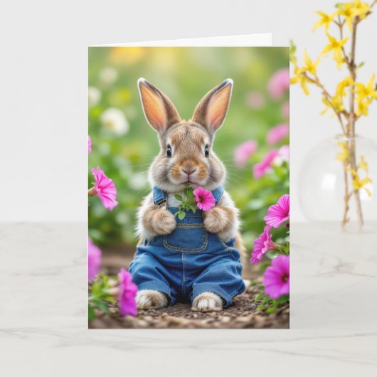 誕生日ラバ食べスのピンクのペチュニアの花 カード (黄色い花)