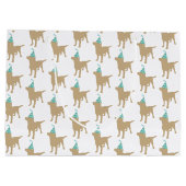 誕生日ラブラドールイエロードッグインパーティーハット ラージペーパーバッグ (裏面)