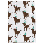 誕生日ラブラドールチョコレートドッグパーティーハット ミディアムペーパーバッグ (正面)