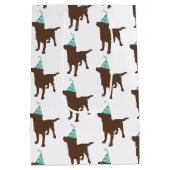 誕生日ラブラドールチョコレートドッグパーティーハット ミディアムペーパーバッグ (裏面)