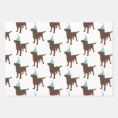 誕生日ラブラドールチョコレートドッグパーティーハット ラッピングペーパーシート (正面3)