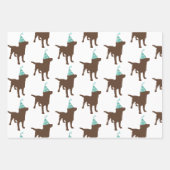 誕生日ラブラドールチョコレートドッグパーティーハット ラッピングペーパーシート (正面)