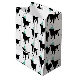 誕生日ラブラドールブラックドッグパーティーハット ミディアムペーパーバッグ