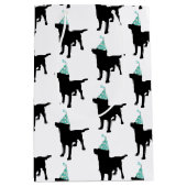 誕生日ラブラドールブラックドッグパーティーハット ミディアムペーパーバッグ (正面)