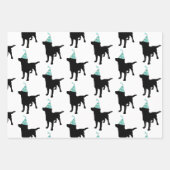 誕生日ラブラドールブラックドッグパーティーハット ラッピングペーパーシート (正面3)