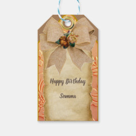 誕生日ラベルとカントリールック ギフトタグ