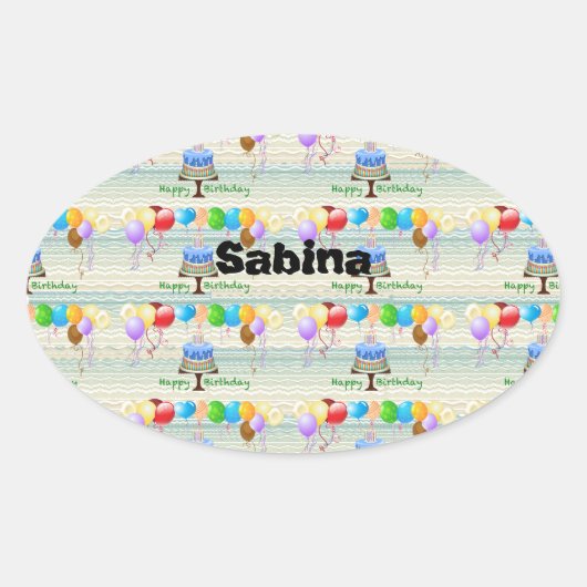 誕生日ラベルとステッカー 楕円形シール (正面)