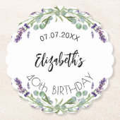 誕生日ラベンダーの花ユーカリ ペーパーコースター (正面)