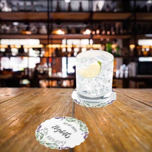 誕生日ラベンダーの花ユーカリ ペーパーコースター