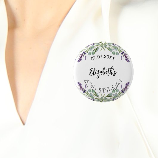 誕生日ラベンダーの花ユーカリ 缶バッジ