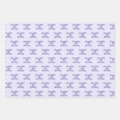 誕生日ラベンダーパープルネームスクリプト ラッピングペーパーシート (正面)