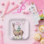 誕生日ラマ ペーパープレート (パーティー)