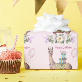 誕生日ラマ ラッピングペーパー