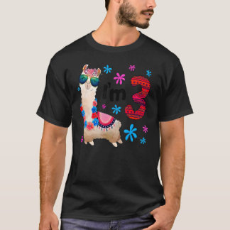 誕生日ラマI'm 3歳ガールテーマ3ndファーム Tシャツ