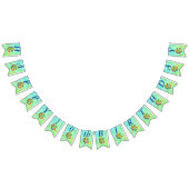 誕生日リザードバルーン鮮やかカラーブルーグリーン バンティングフラッグ (全)