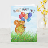 誕生日リスと風船でバレンタインデー カード (黄色い花)