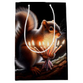 誕生日リス白熱［赤熱］光を放つル ミディアムペーパーバッグ (正面)