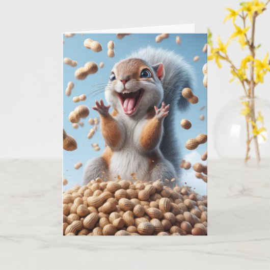 誕生日リス カード (黄色い花)