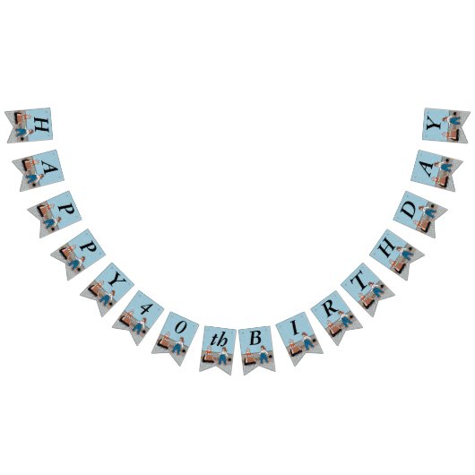 誕生日リトルオランダボーイアンドガールレッドチューリップブルー バンティングフラッグ (全)