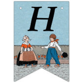 誕生日リトルオランダボーイアンドガールレッドチューリップブルー バンティングフラッグ (第1の旗)