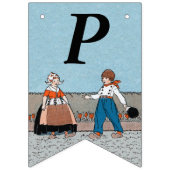 誕生日リトルオランダボーイアンドガールレッドチューリップブルー バンティングフラッグ (第3の旗)