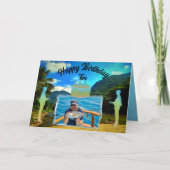 誕生日リバー魚釣りボート0344 カード (正面)